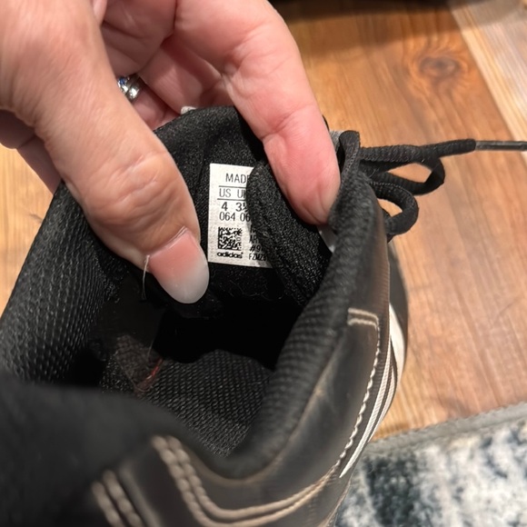 Adidas Black and White Athletic Shoes with Signature Stripes - Picture 6 of 6